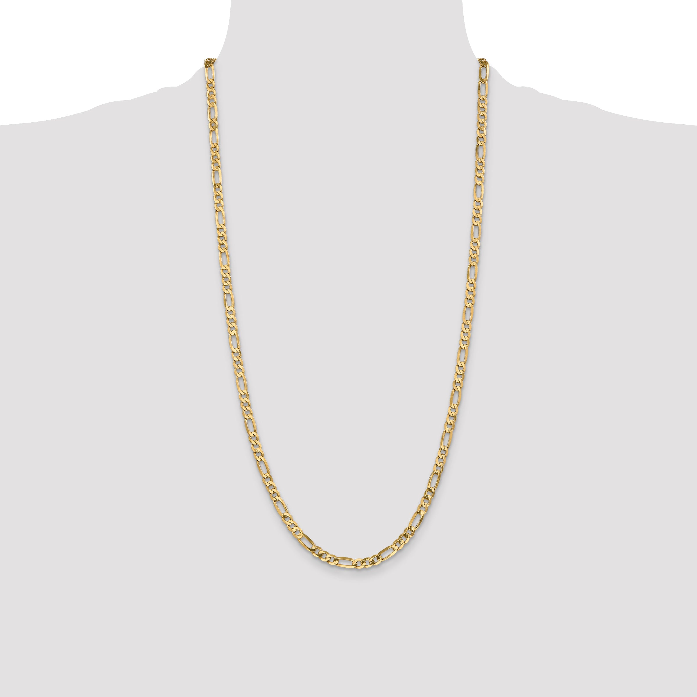 14K 28 inch 4.75mm Flat Figaro with Lobster Clasp Chain
