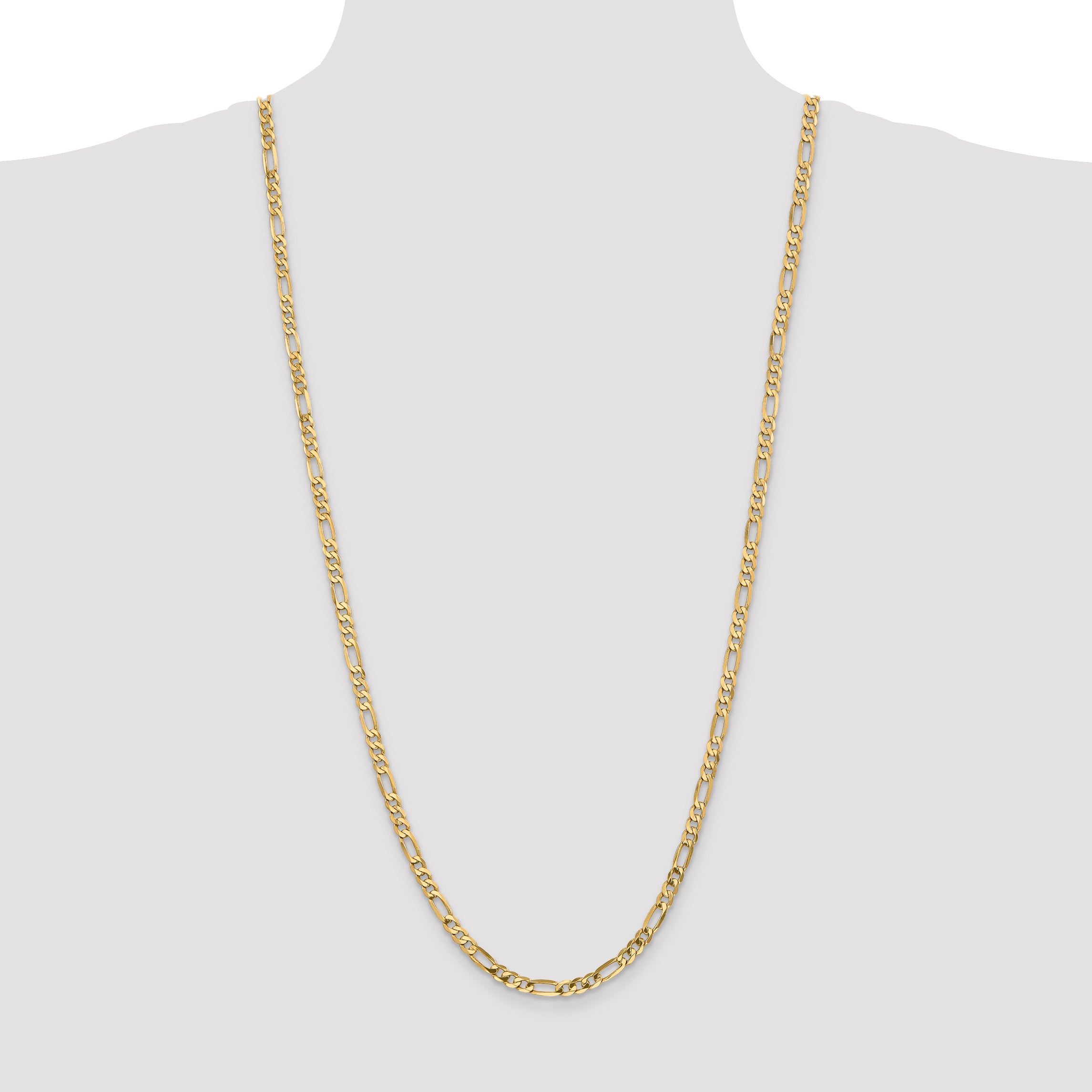14K 30 inch 4.75mm Flat Figaro with Lobster Clasp Chain