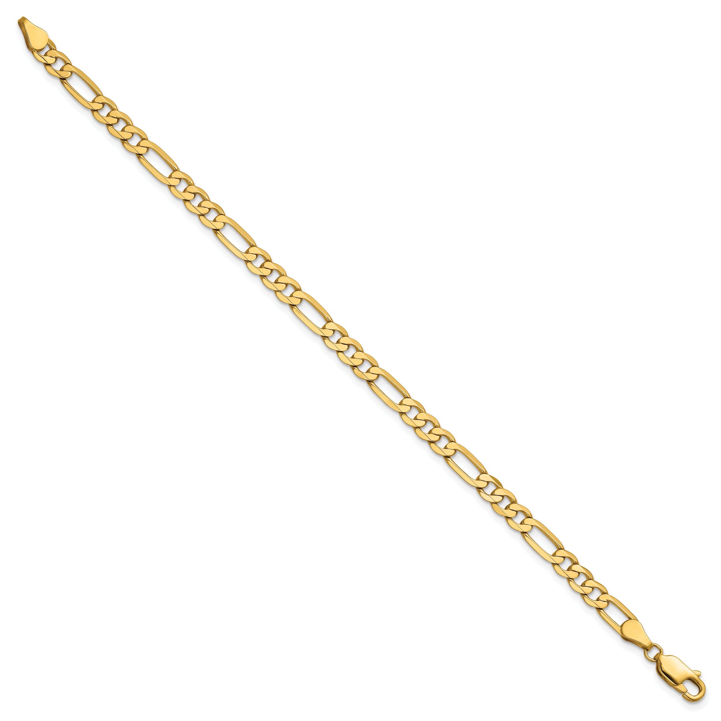 14K 7 inch 4.75mm Flat Figaro with Lobster Clasp Bracelet