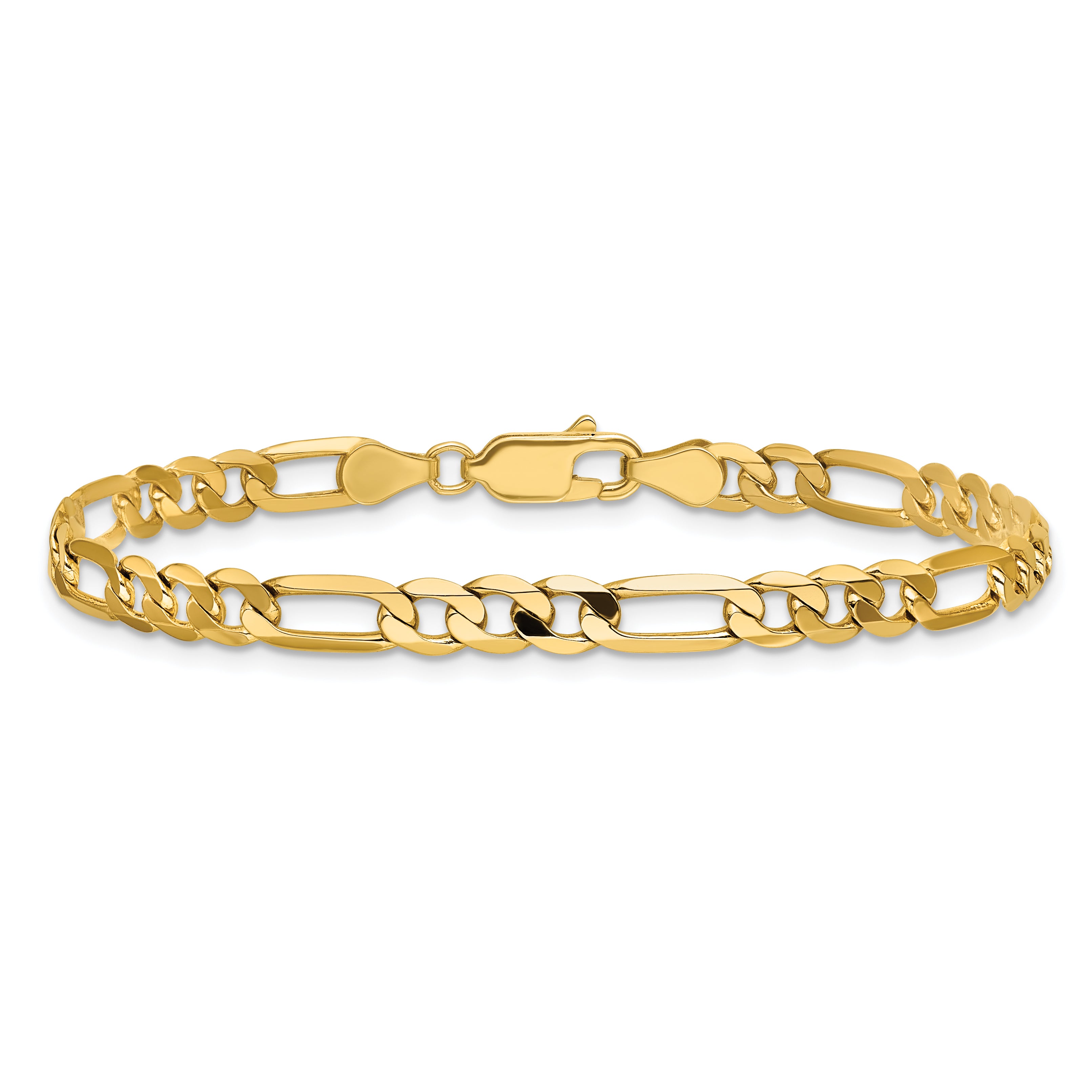 14K 7 inch 4.75mm Flat Figaro with Lobster Clasp Bracelet
