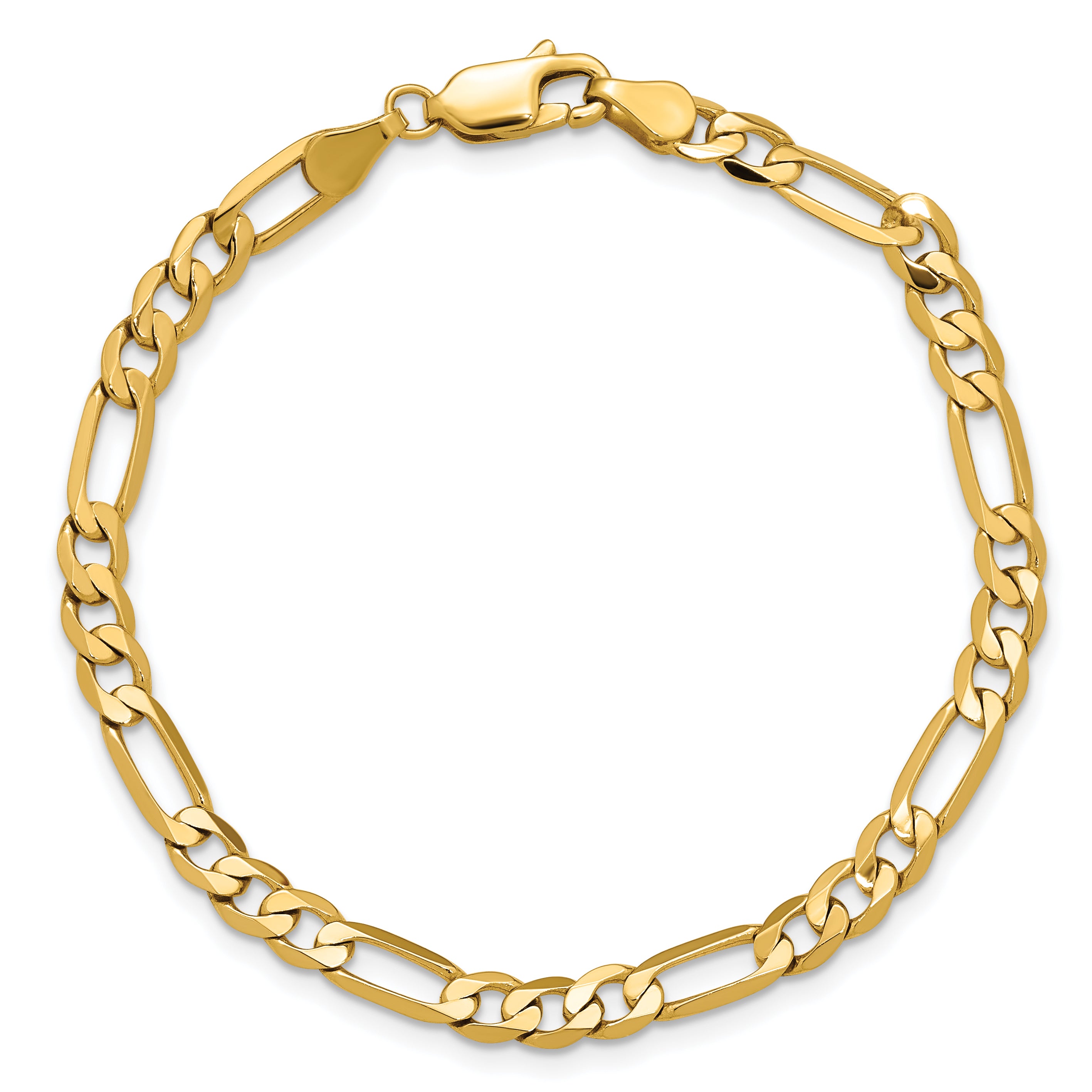 14K 7 inch 4.75mm Flat Figaro with Lobster Clasp Bracelet