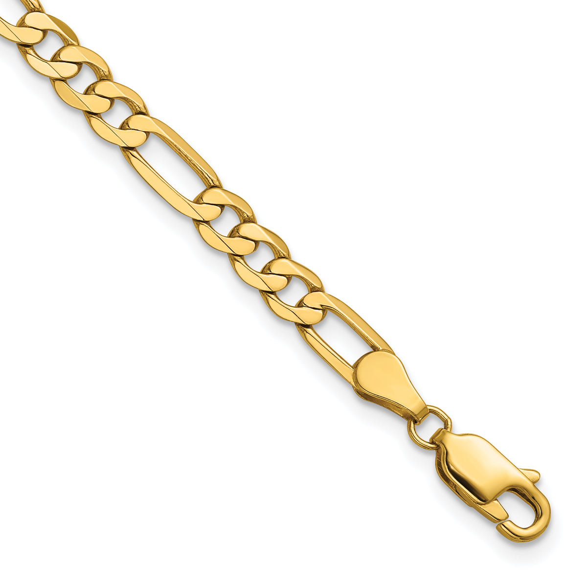 14K 7 inch 4.75mm Flat Figaro with Lobster Clasp Bracelet