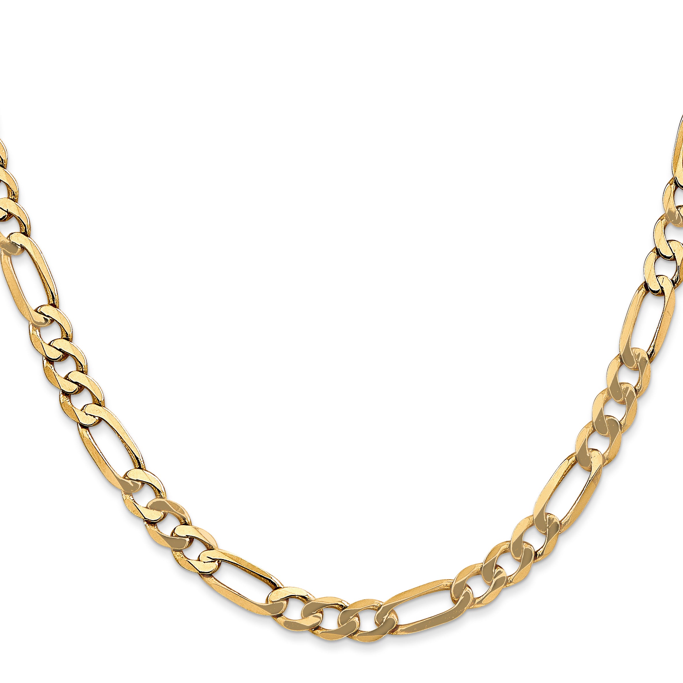 14K 30 inch 5.25mm Flat Figaro with Lobster Clasp Chain