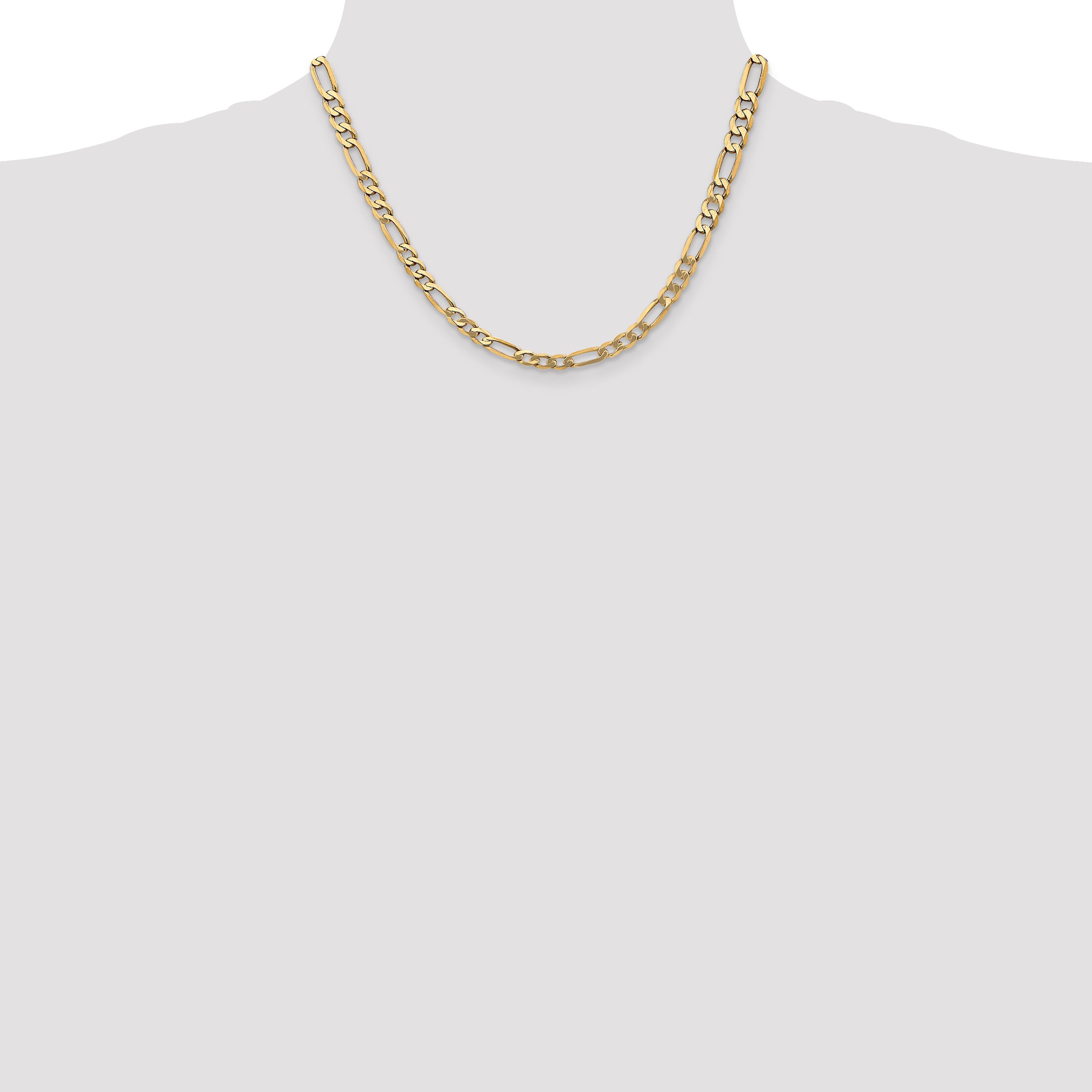 14K 18 inch 5.25mm Flat Figaro with Lobster Clasp Chain