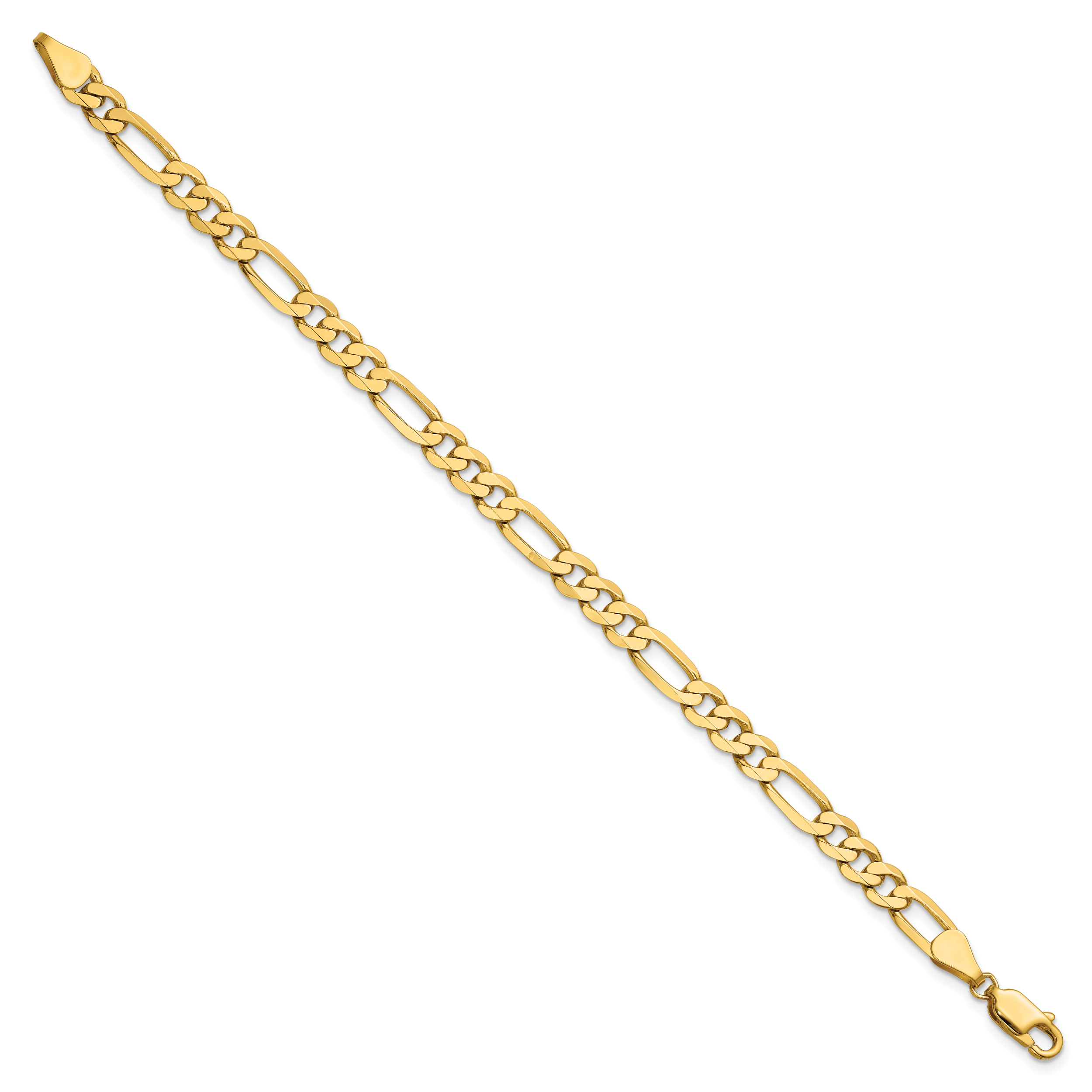 14K Yellow Gold Solid Figaro Chain Necklace 5.25mm