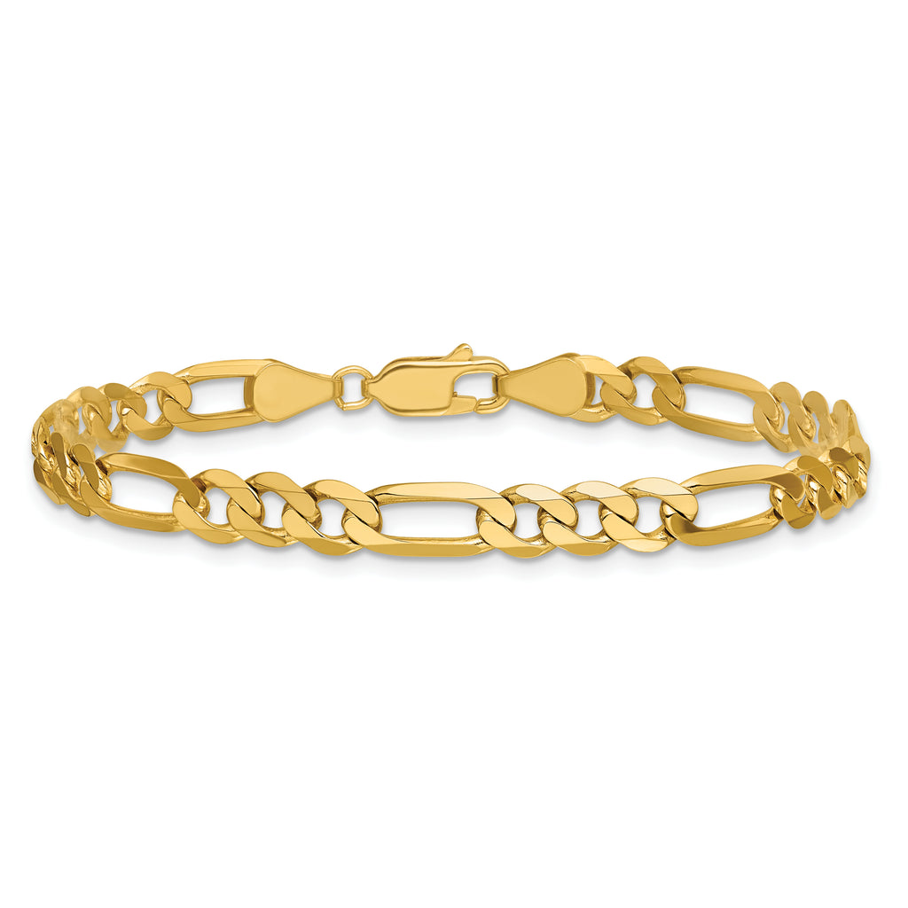 14K Yellow Gold Solid Figaro Chain Necklace 5.25mm