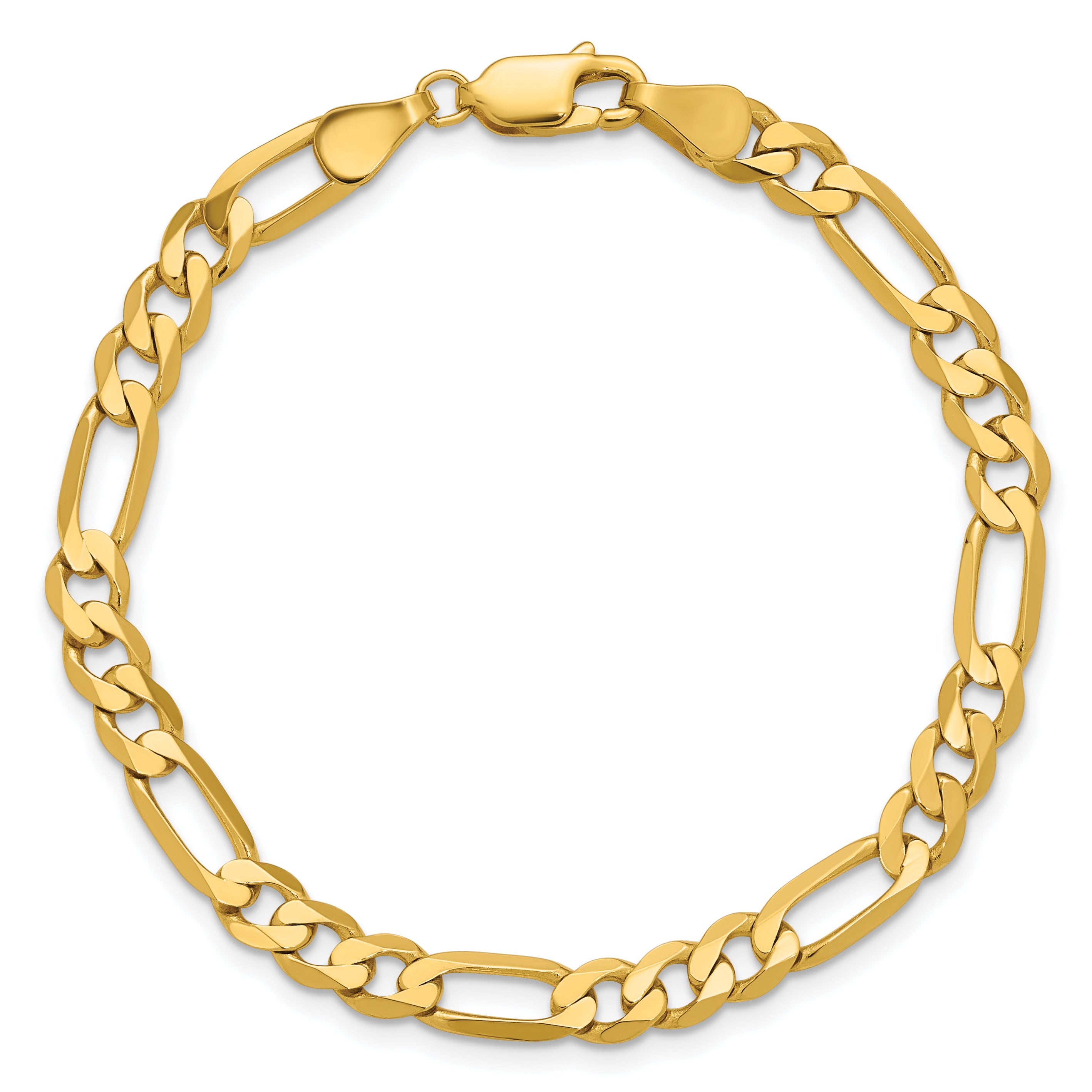 14K 9 inch 5.25mm Flat Figaro with Lobster Clasp Chain