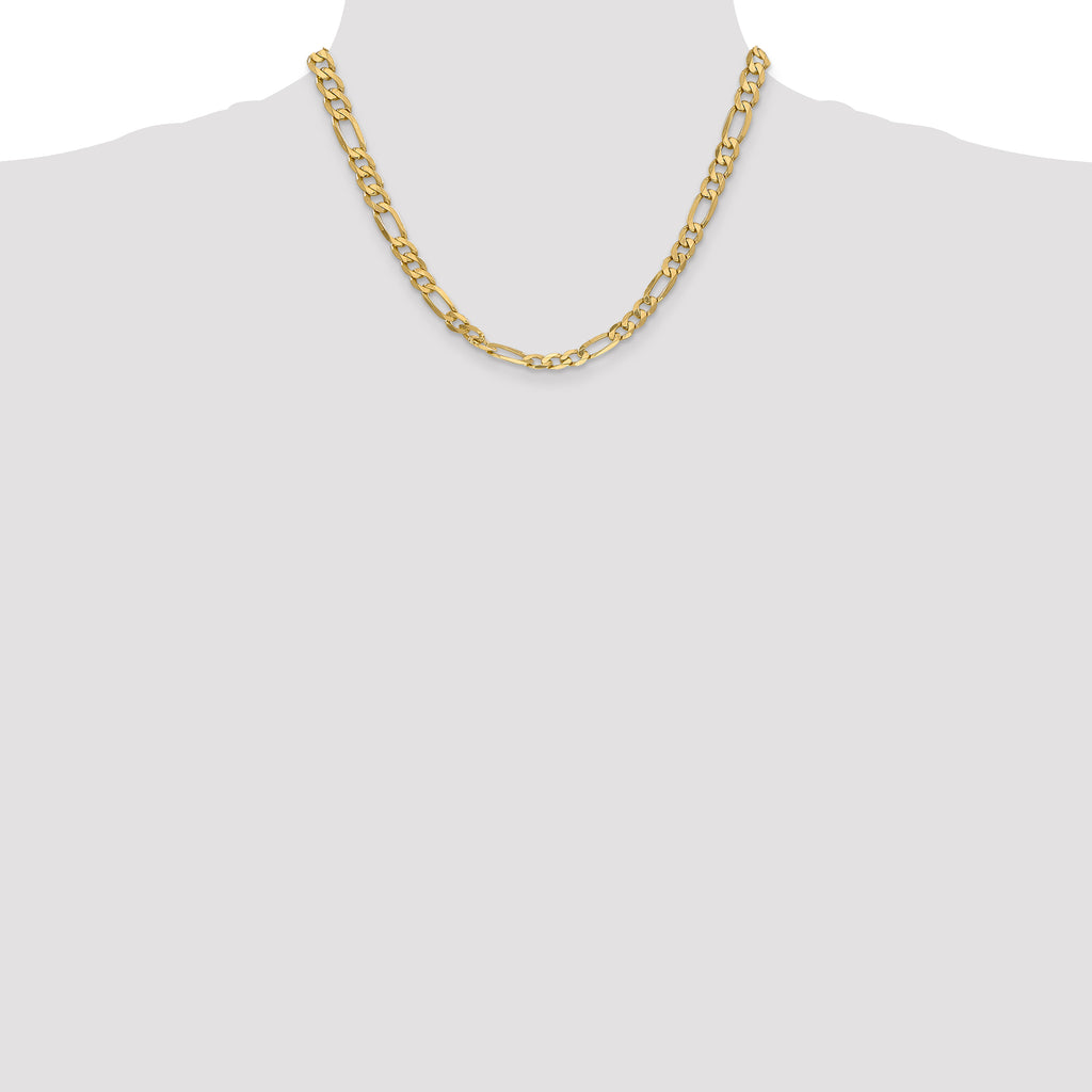 14K 6.25mm Flat Figaro with Lobster Clasp Chain