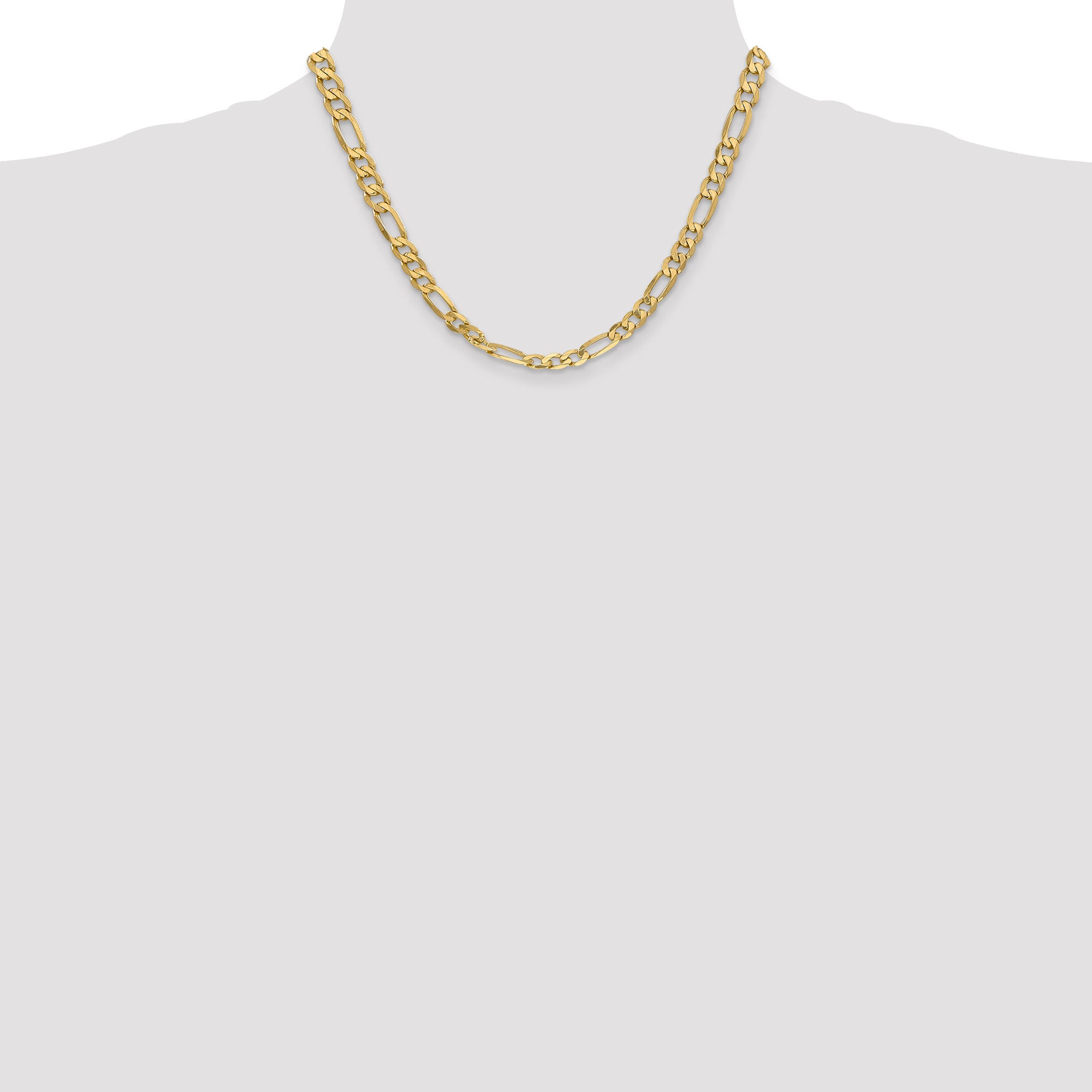 14K 6.25mm Flat Figaro with Lobster Clasp Chain