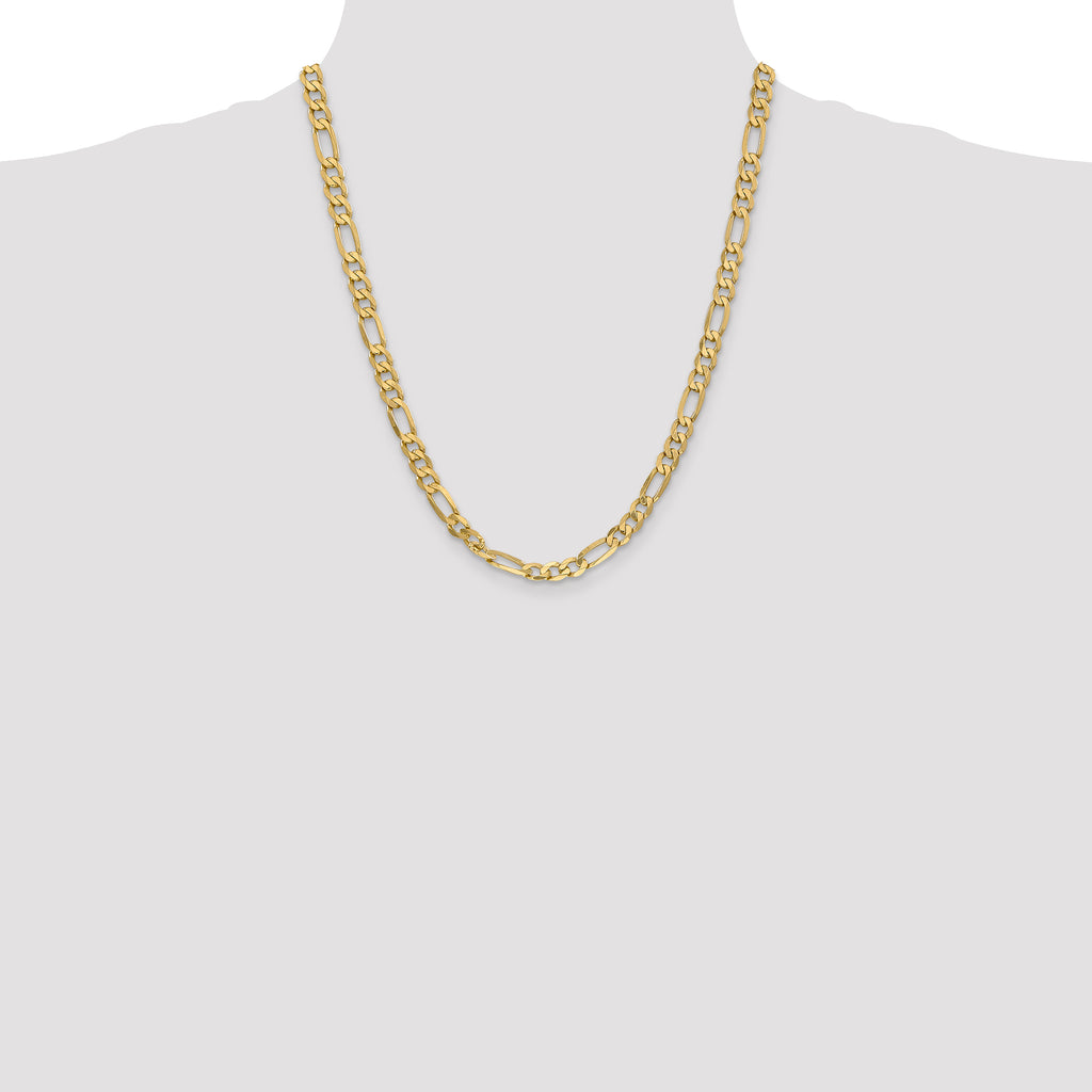 14K 6.25mm Flat Figaro with Lobster Clasp Chain