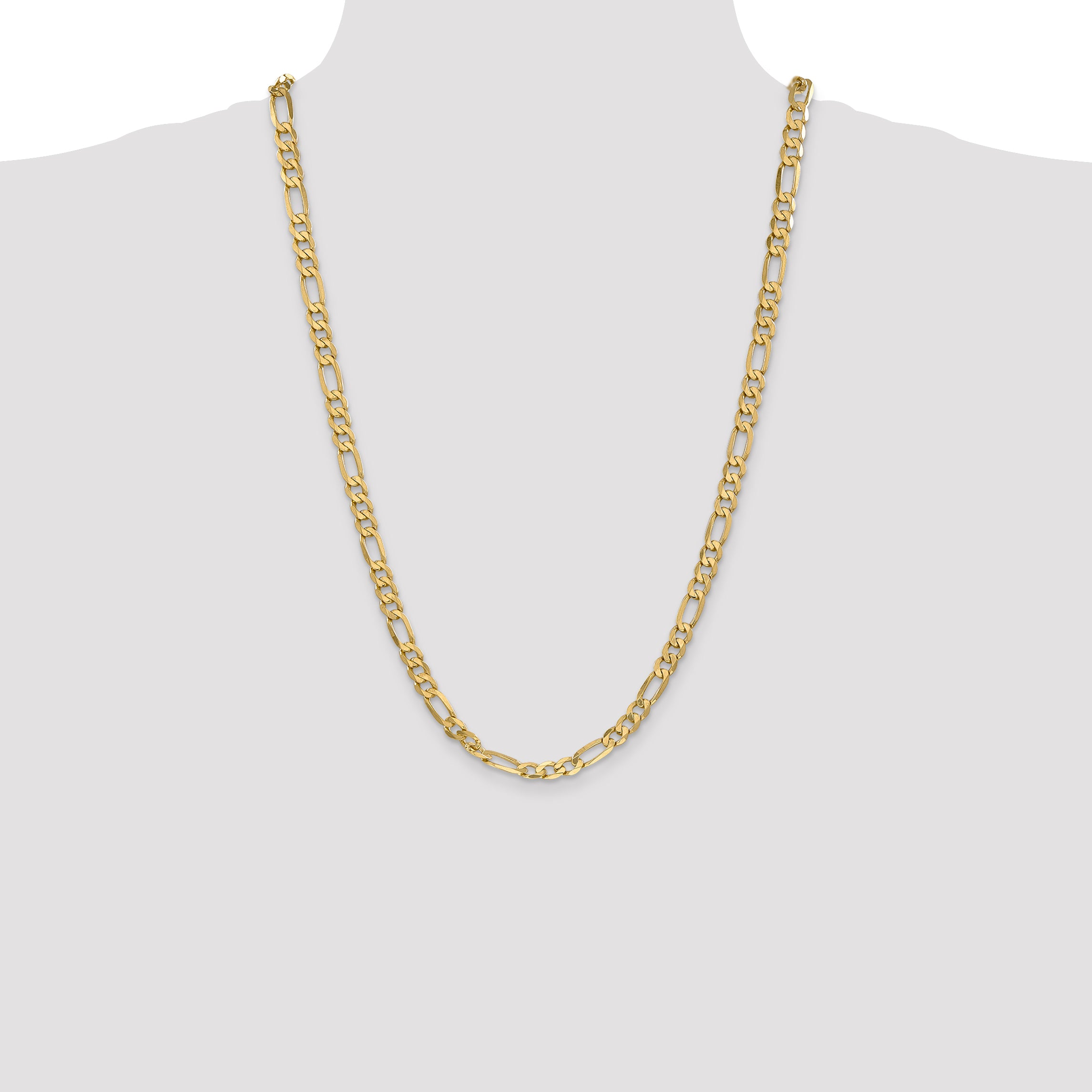 14K 26 inch 6.25mm Flat Figaro with Lobster Clasp Chain