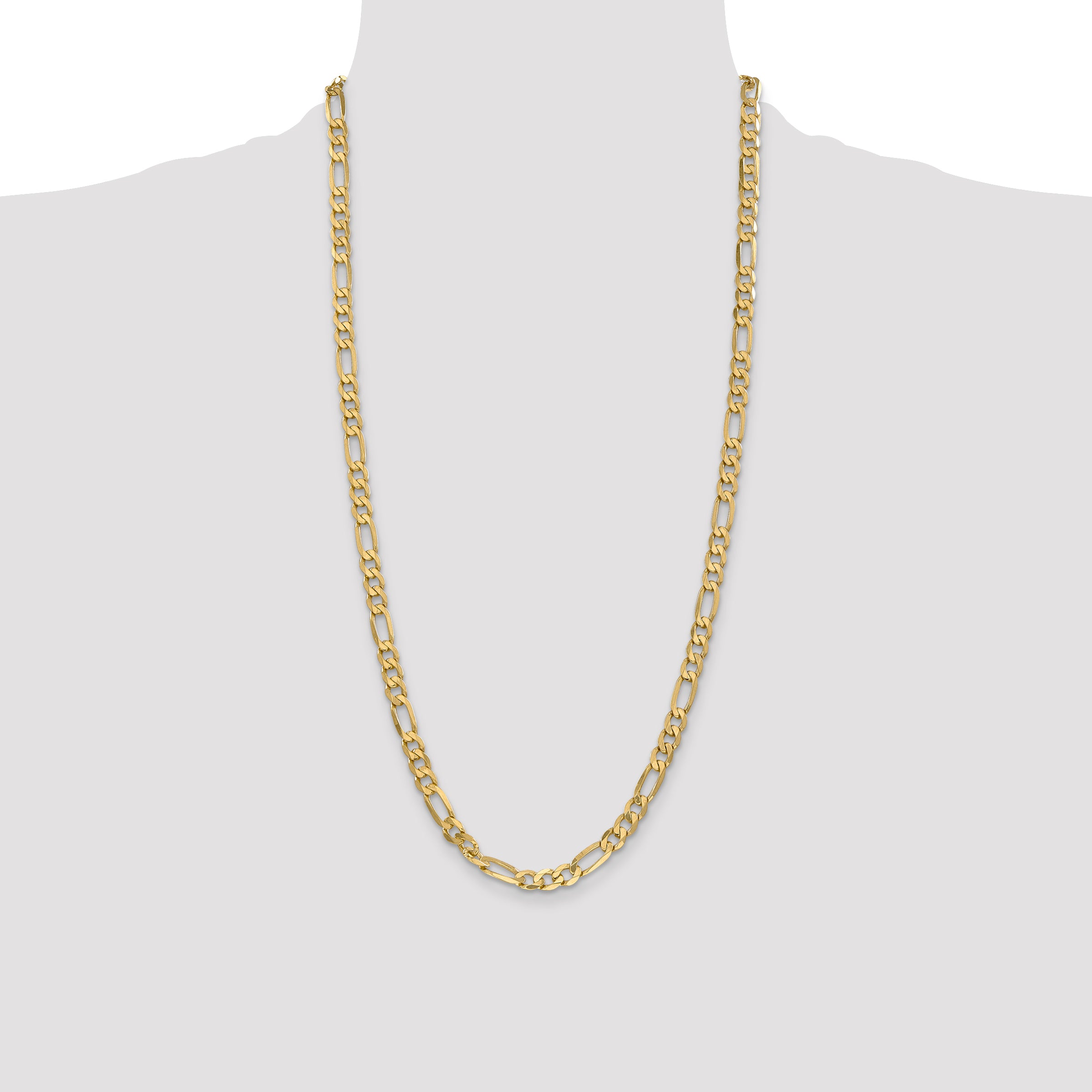 14K 28 inch 6.25mm Flat Figaro with Lobster Clasp Chain