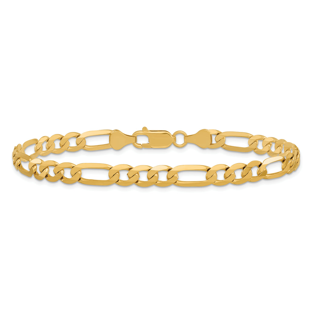 14K 9 inch 6.25mm Flat Figaro with Lobster Clasp Chain