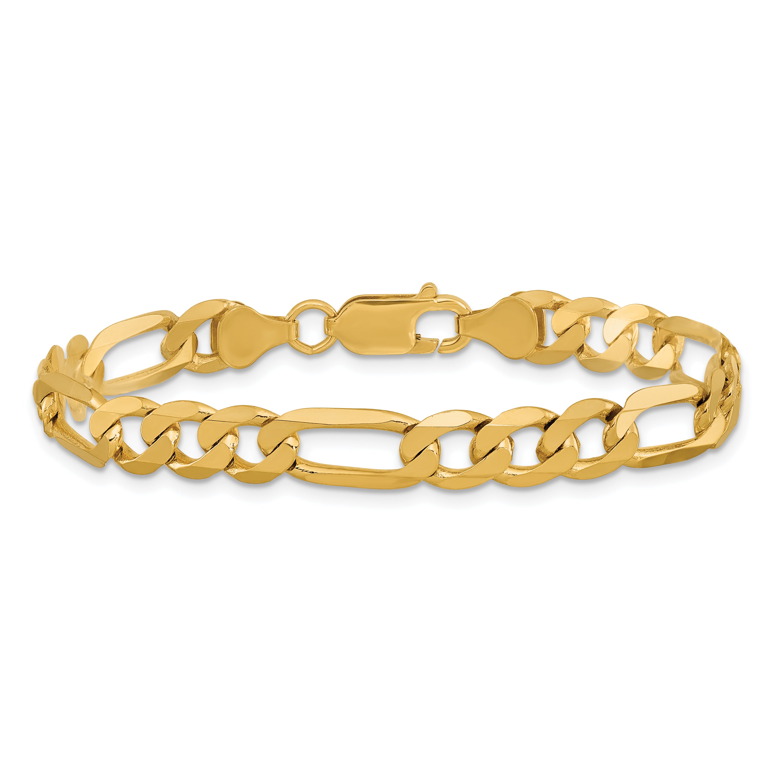 14K 9 inch 7mm Flat Figaro with Lobster Clasp Chain