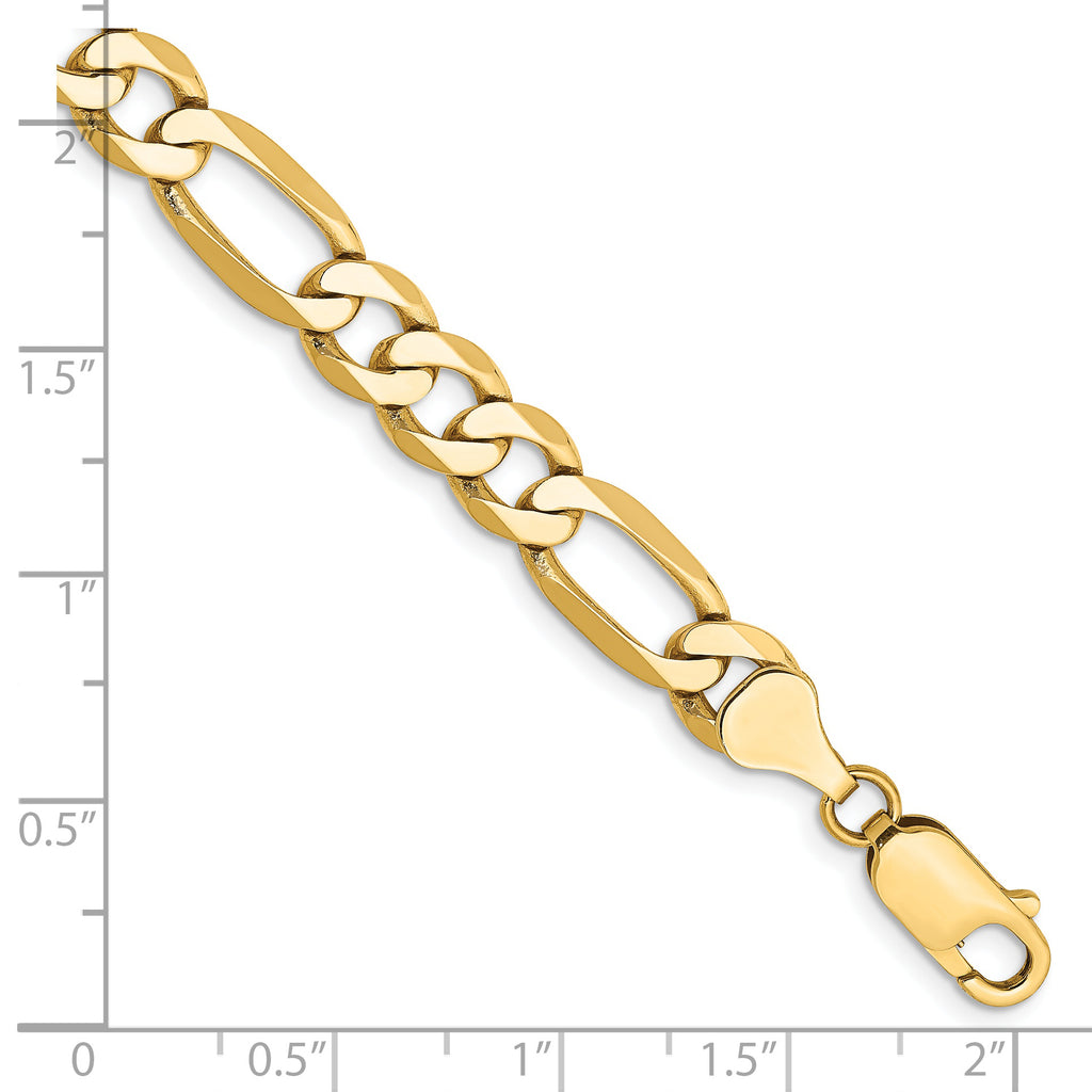 14K Yellow Gold Solid Figaro Chain Necklace 7mm