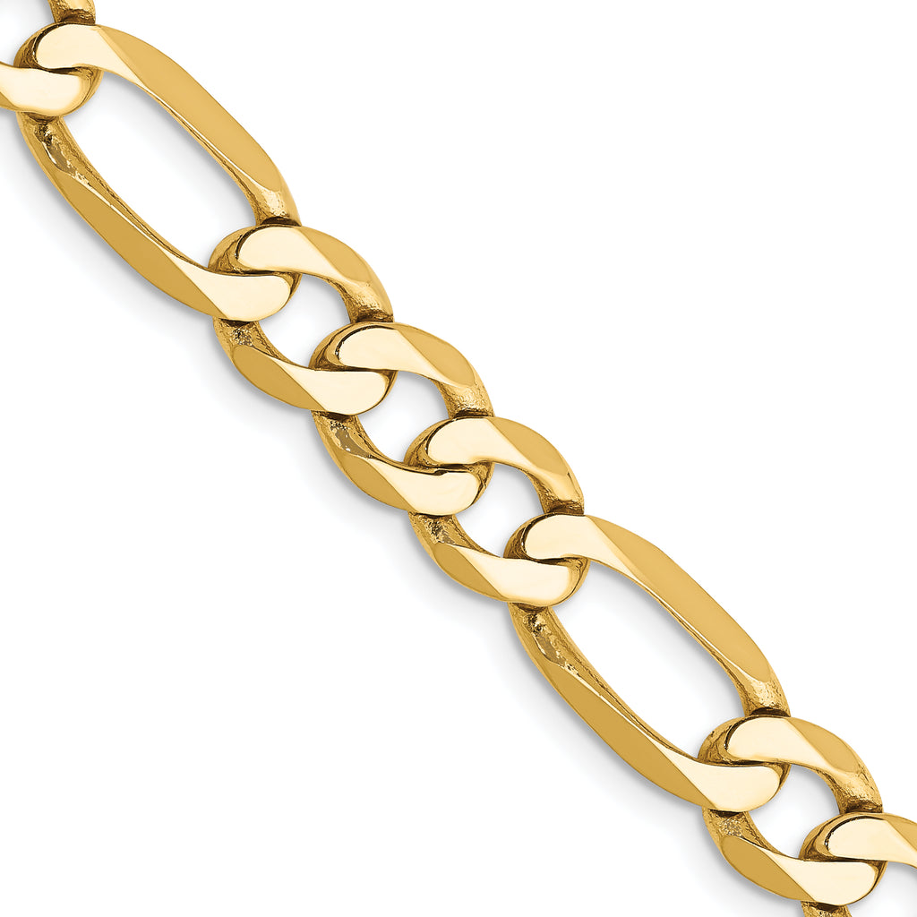14K 7mm Flat Figaro with Lobster Clasp Chain