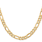 14K Yellow Gold Solid Figaro Chain Necklace 7.5mm