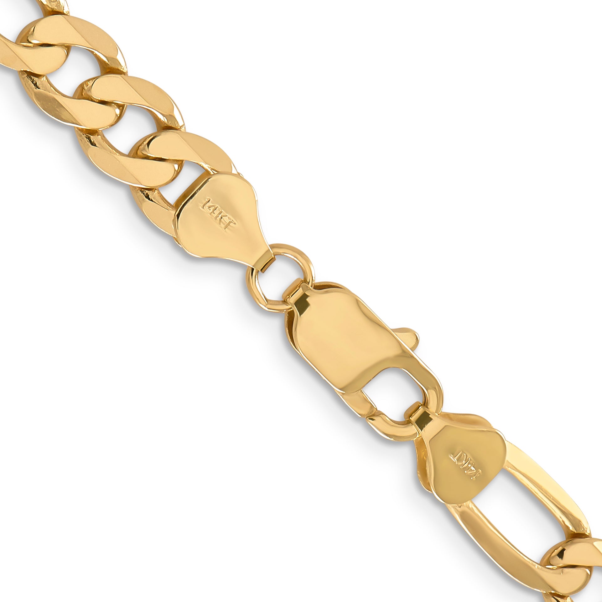 14K Yellow Gold Solid Figaro Chain Necklace 7.5mm