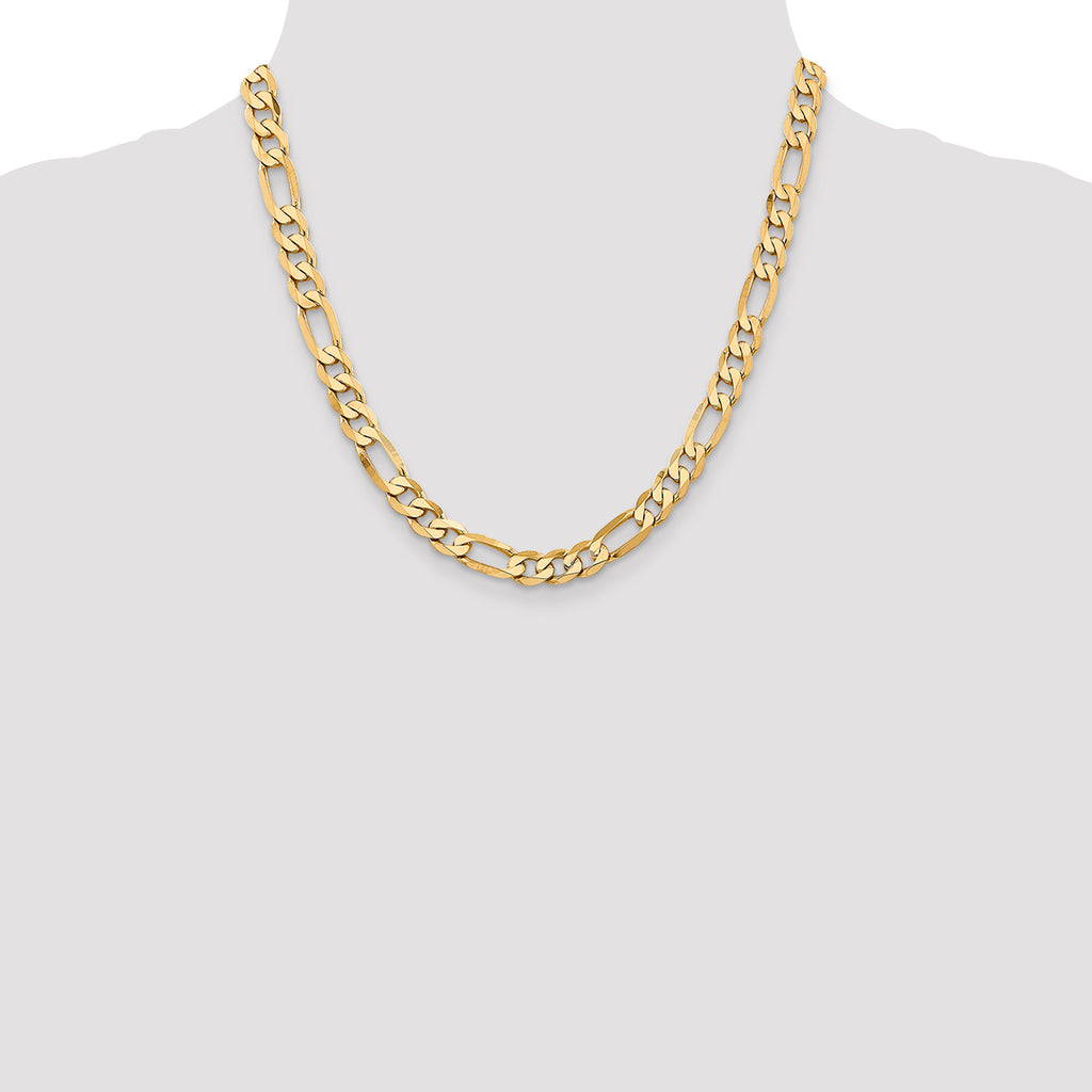 14K 7.5mm Flat Figaro with Lobster Clasp Chain