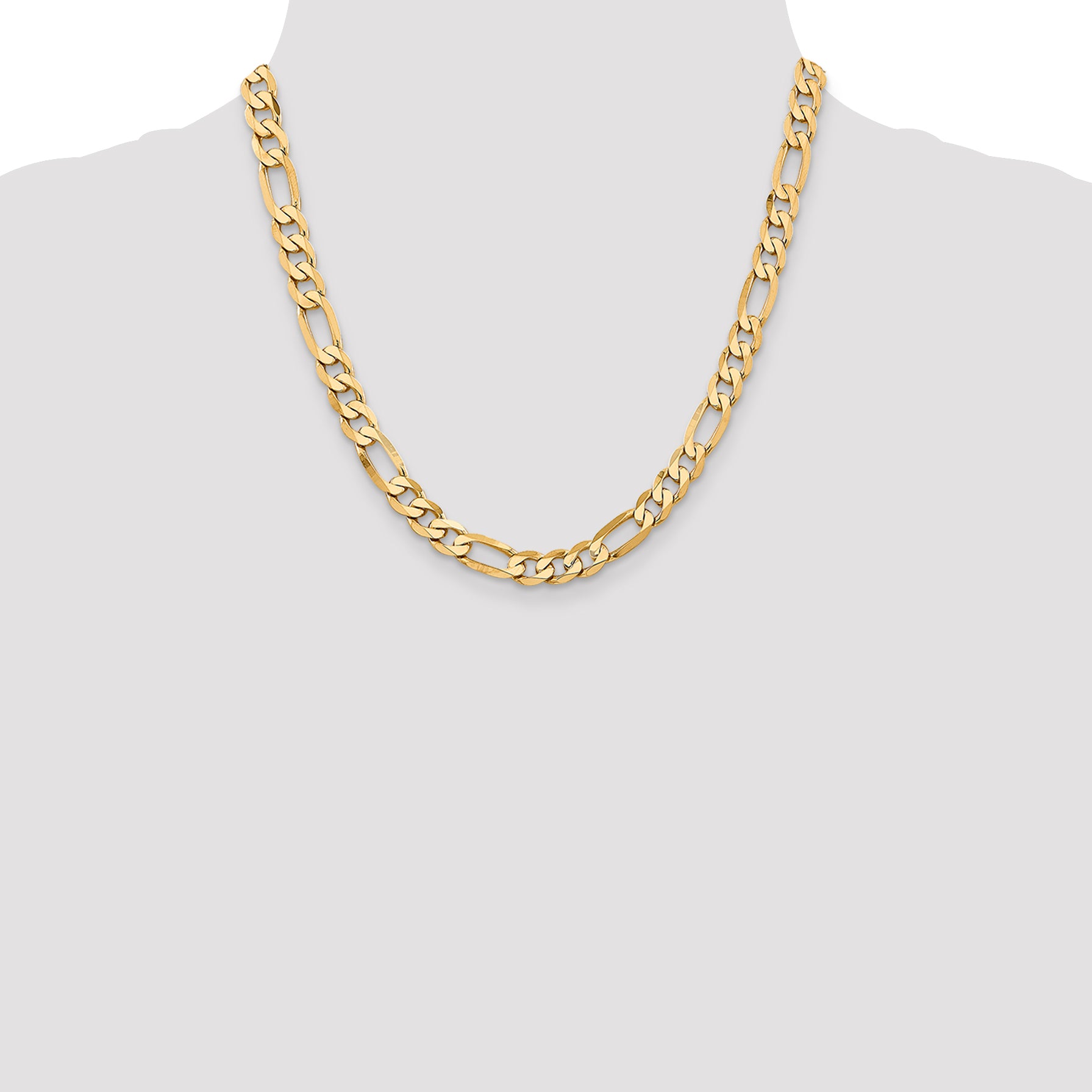 14K 7.5mm Flat Figaro with Lobster Clasp Chain