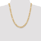 14K Yellow Gold Solid Figaro Chain Necklace 7.5mm