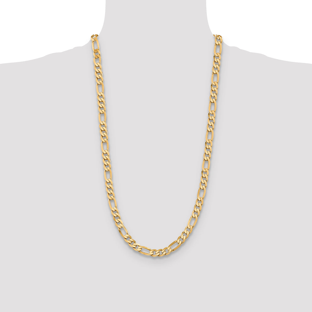 14K 7.5mm Flat Figaro with Lobster Clasp Chain