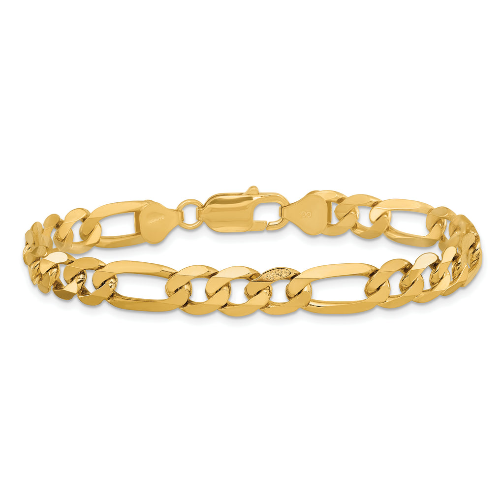 14K 7.5mm Flat Figaro with Lobster Clasp Chain