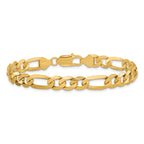 14K 7.5mm Flat Figaro with Lobster Clasp Chain