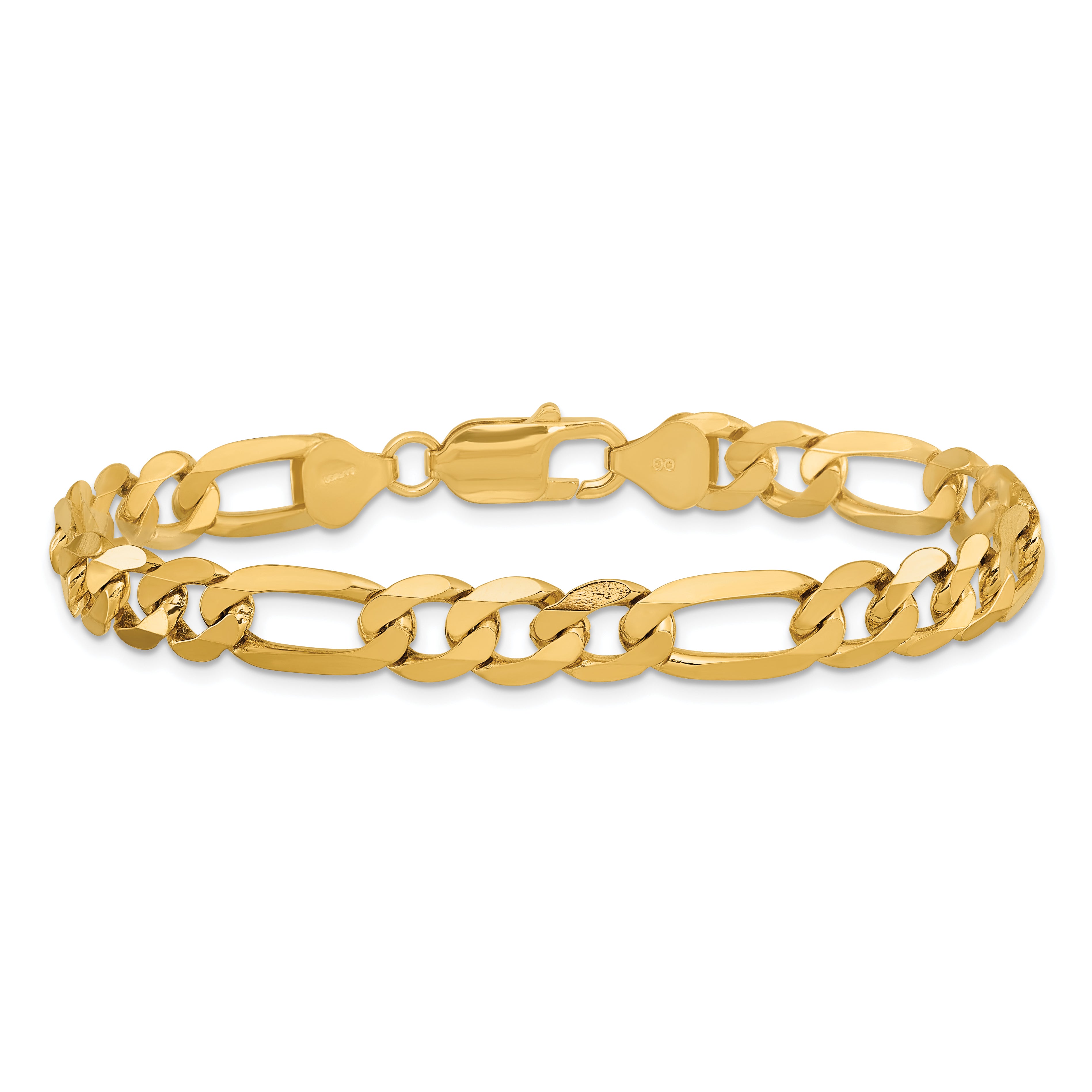 14K 7.5mm Flat Figaro with Lobster Clasp Chain