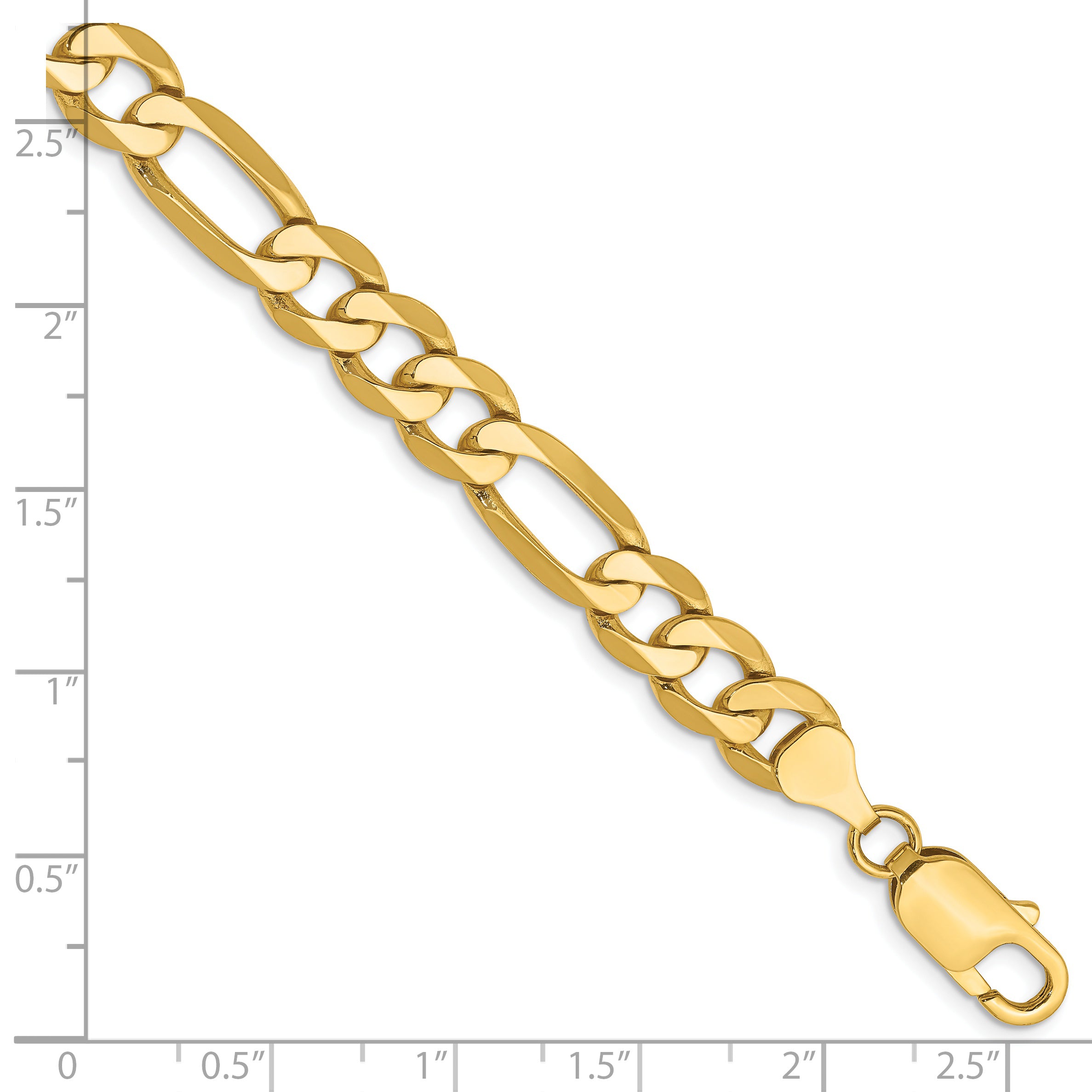 14K 8 inch 7.5mm Flat Figaro with Lobster Clasp Bracelet Secondary image