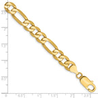 14K 8 inch 7.5mm Flat Figaro with Lobster Clasp Bracelet