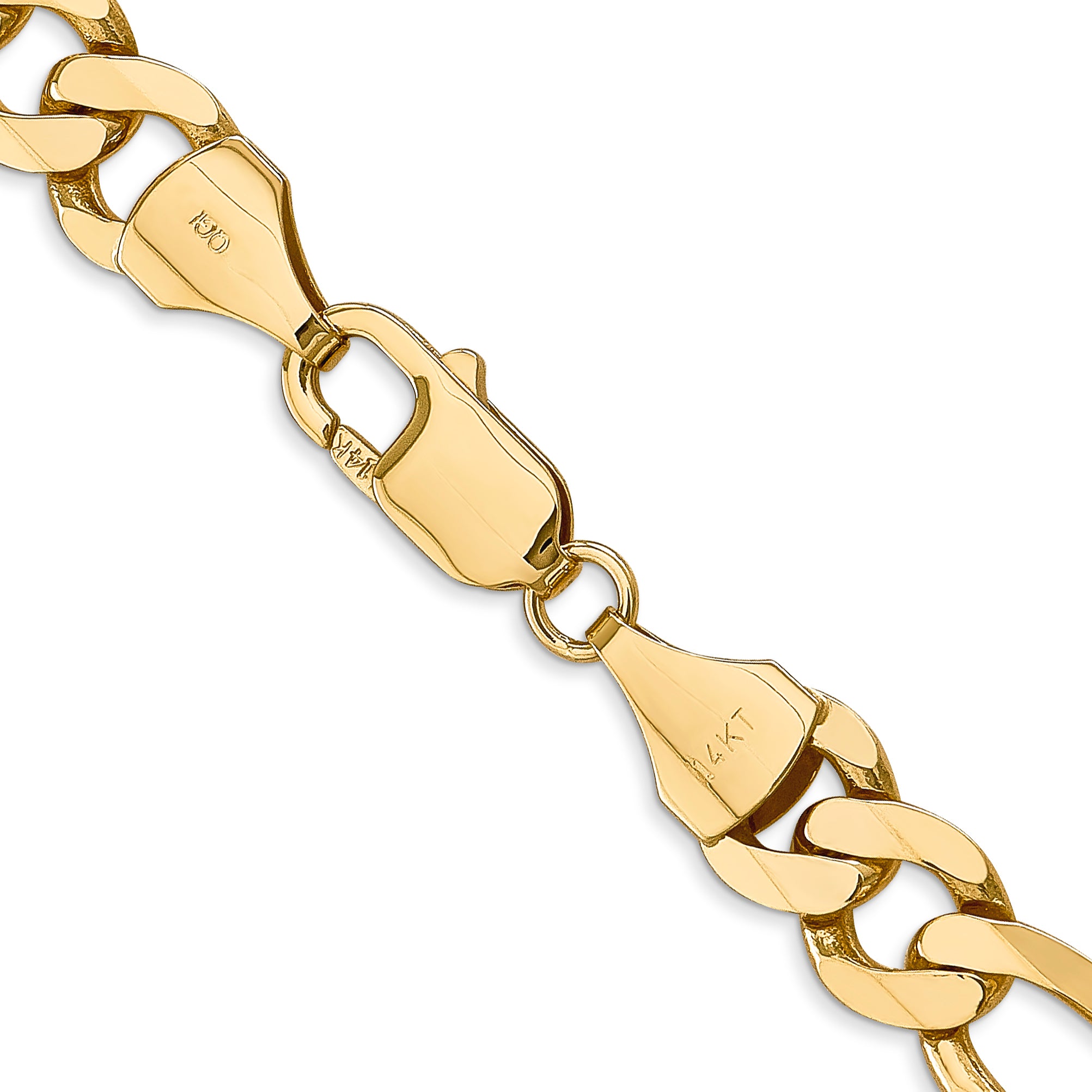 14K 26 inch 8.75mm Flat Figaro with Lobster Clasp Chain
