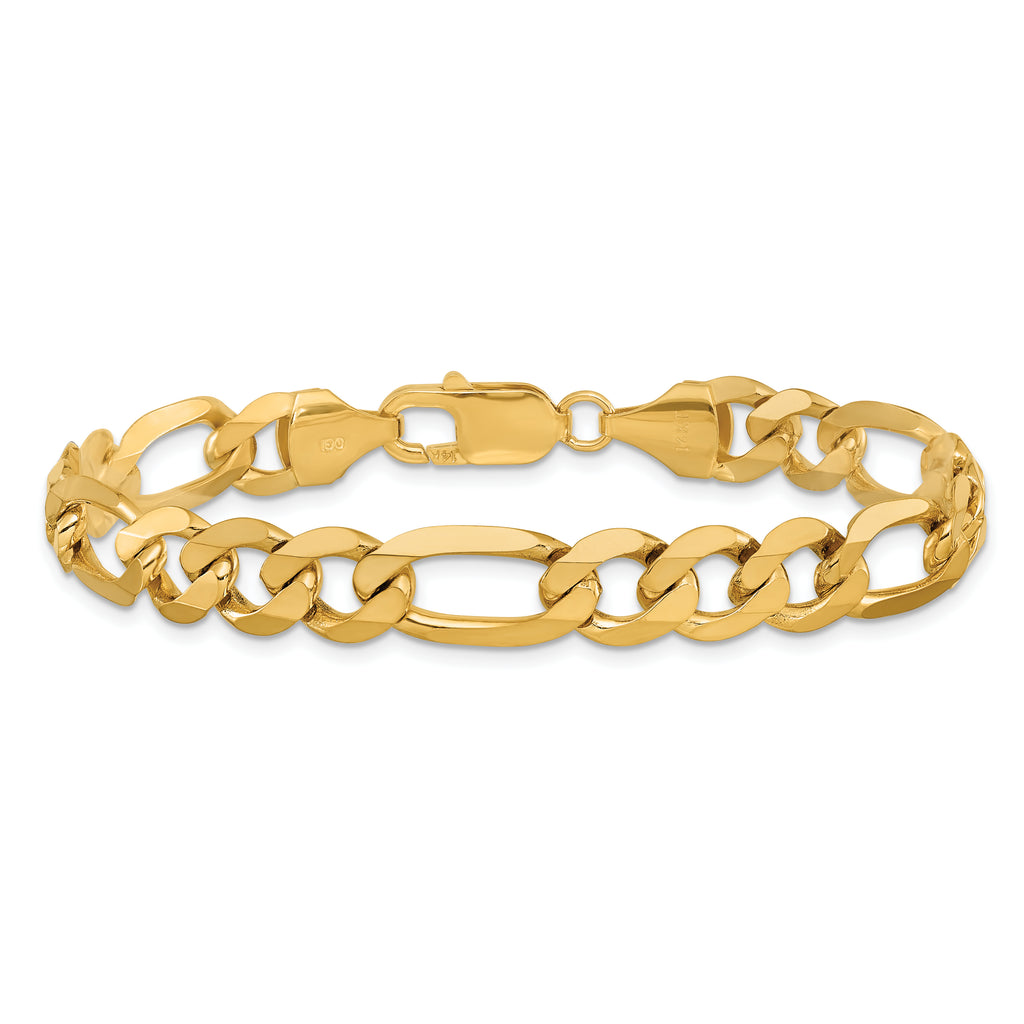 14K 9 inch 8.75mm Flat Figaro with Lobster Clasp Chain