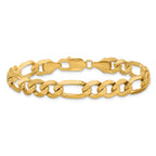 14K 9 inch 8.75mm Flat Figaro with Lobster Clasp Chain