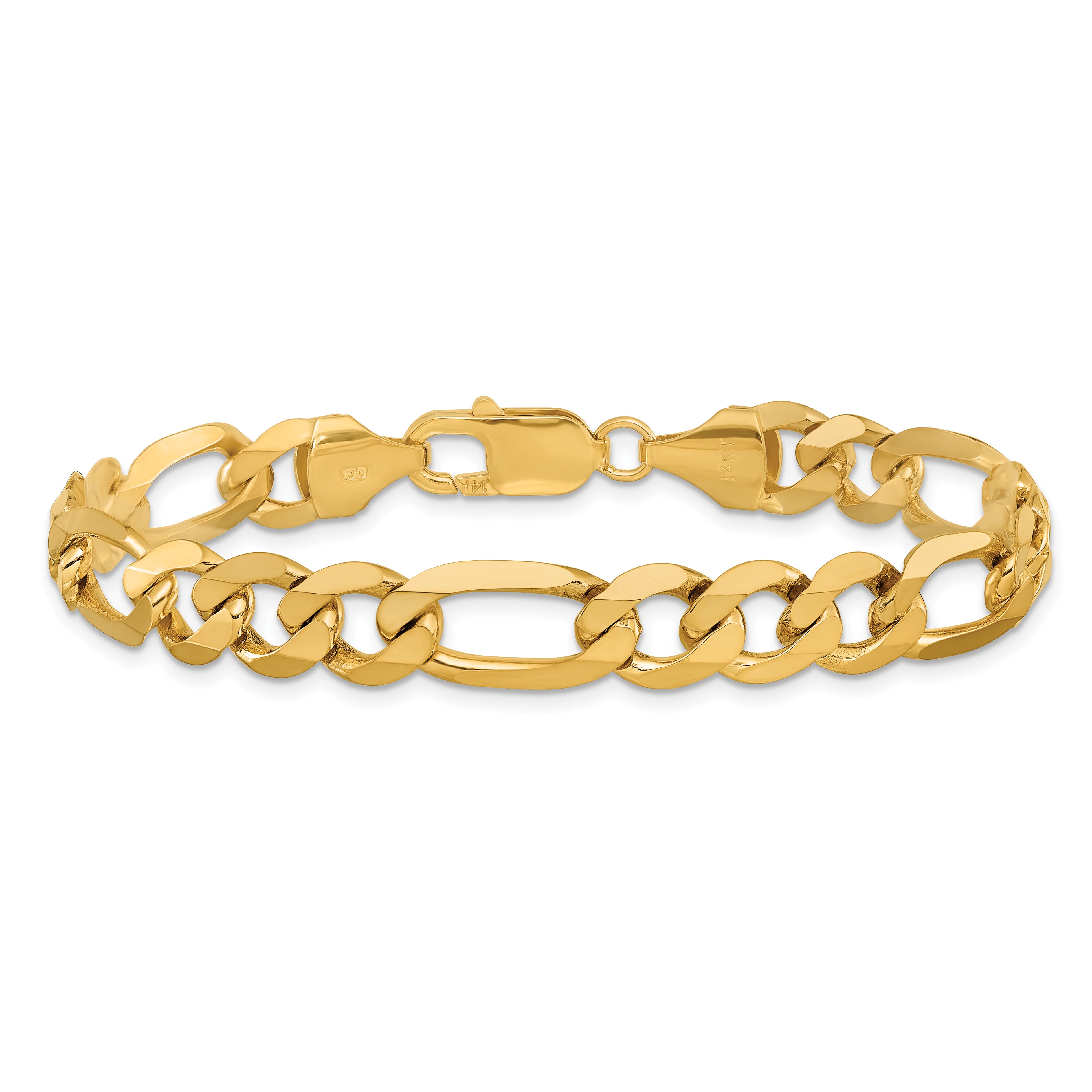 14K 9 inch 8.75mm Flat Figaro with Lobster Clasp Chain
