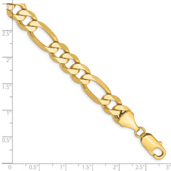 14K 9 inch 8.75mm Flat Figaro with Lobster Clasp Chain