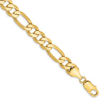 14K 9 inch 8.75mm Flat Figaro with Lobster Clasp Chain