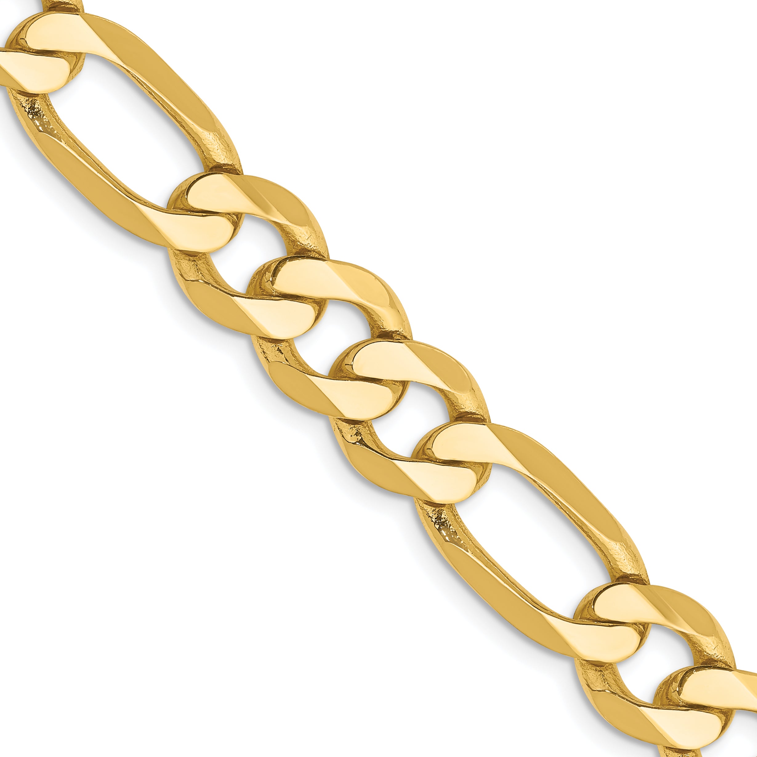 14K 26 inch 8.75mm Flat Figaro with Lobster Clasp Chain