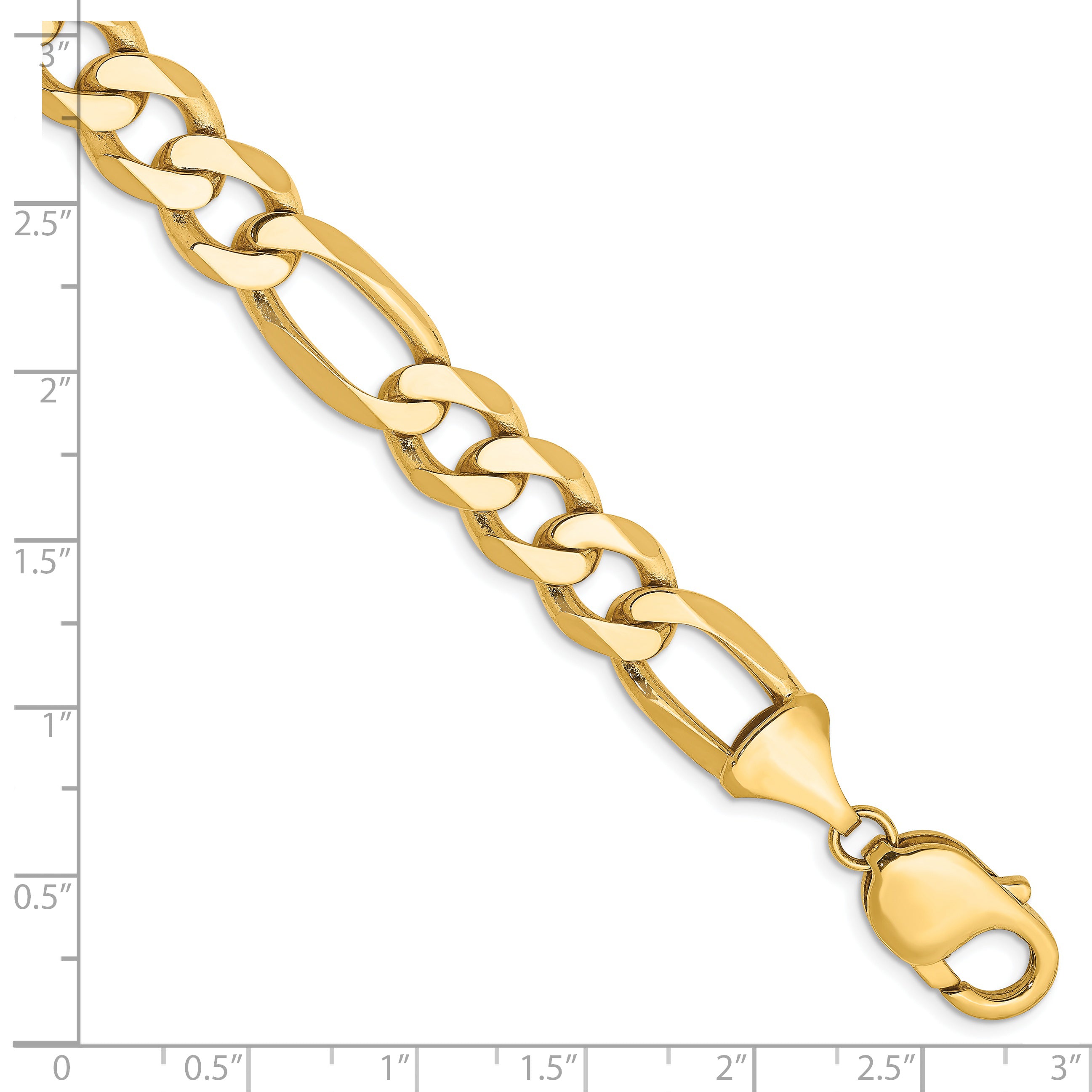 14K 9 inch 10mm Flat Figaro with Lobster Clasp Chain
