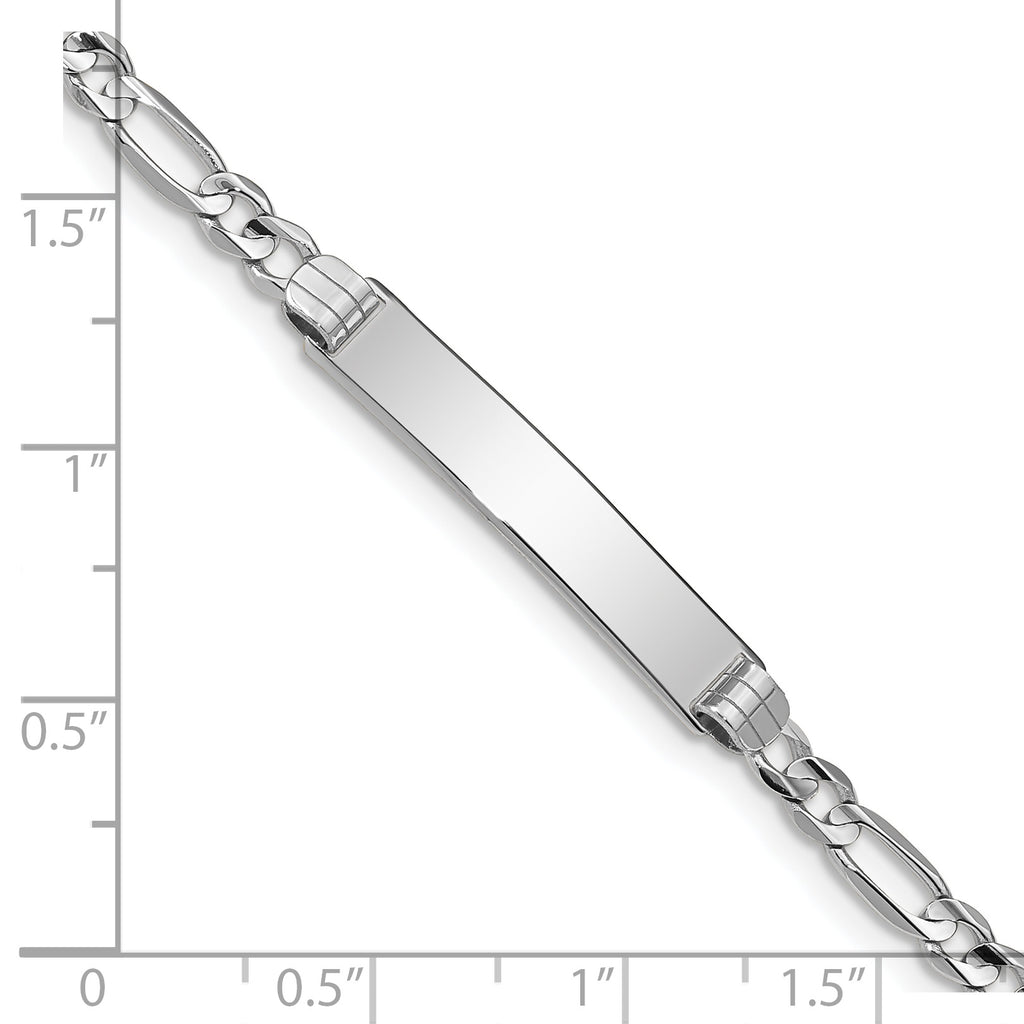 14K White Gold Solid Figaro ID Bracelet 3.5mm