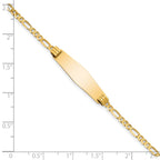 14k Polished Solid Chain/Solid Plate Figaro Link Soft Diamond Shape 24.5x7.3mm Plate 8 inch ID Bracelet