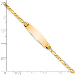 14k Polished Solid Chain/Solid Plate Figaro Link Soft Diamond Shape 24.5x7.3mm Plate 8 inch ID Bracelet