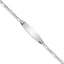14k White Gold Polished Solid Chain/Solid Plate Figaro Link Soft Diamond Shape 24.5x7.5mm Plate 8 inch ID Bracelet