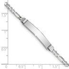 14k White Gold Polished Solid Chain/Solid Plate Figaro Link 25x4.8mm Plate 8 inch ID Bracelet