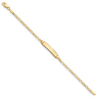 14k Polished Solid Chain/Solid Plate Figaro Link 19x4mm Plate 5.5 inch ID Bracelet