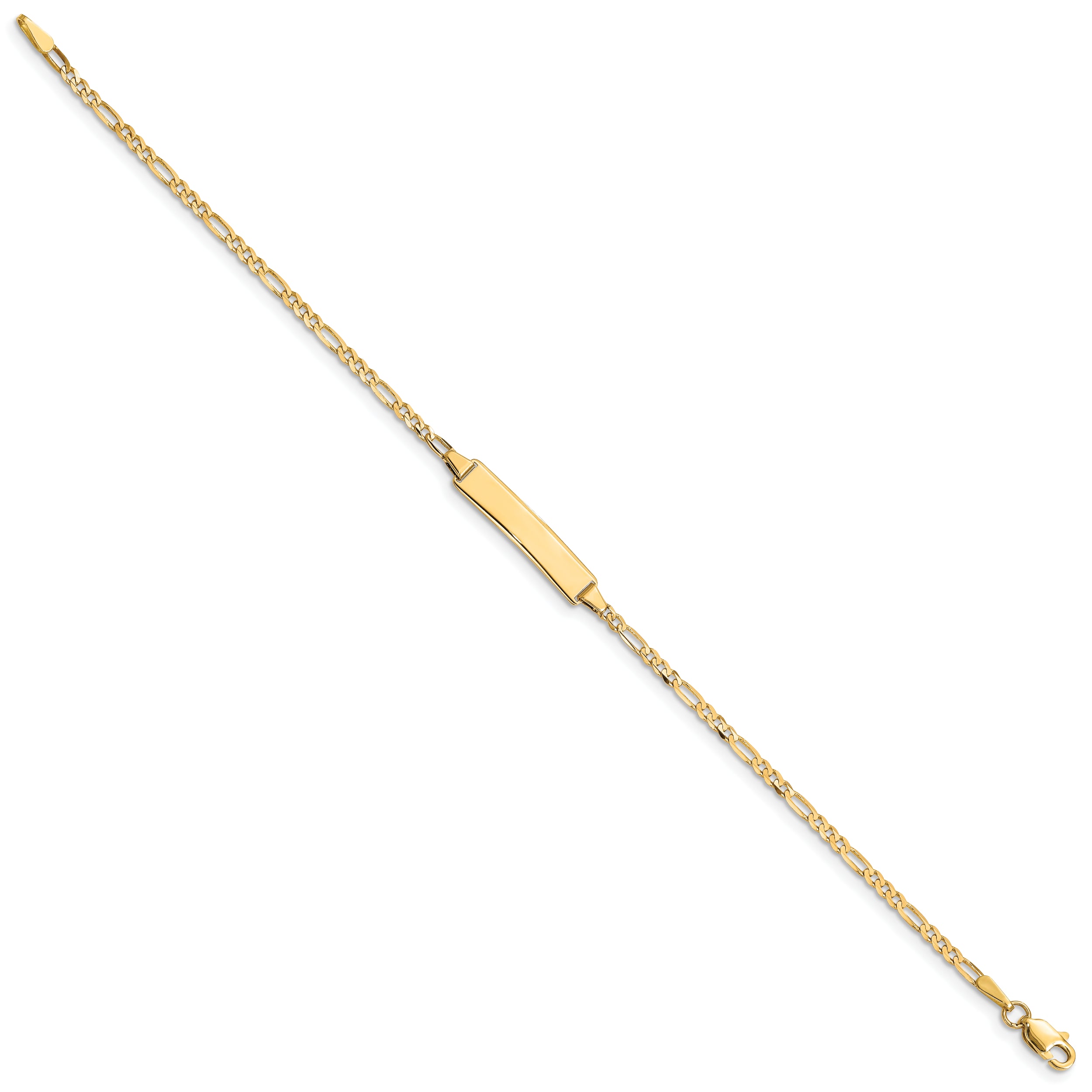 14k Polished Solid Chain/Solid Plate Figaro Link 19.5x5mm Plate 8 inch ID Bracelet