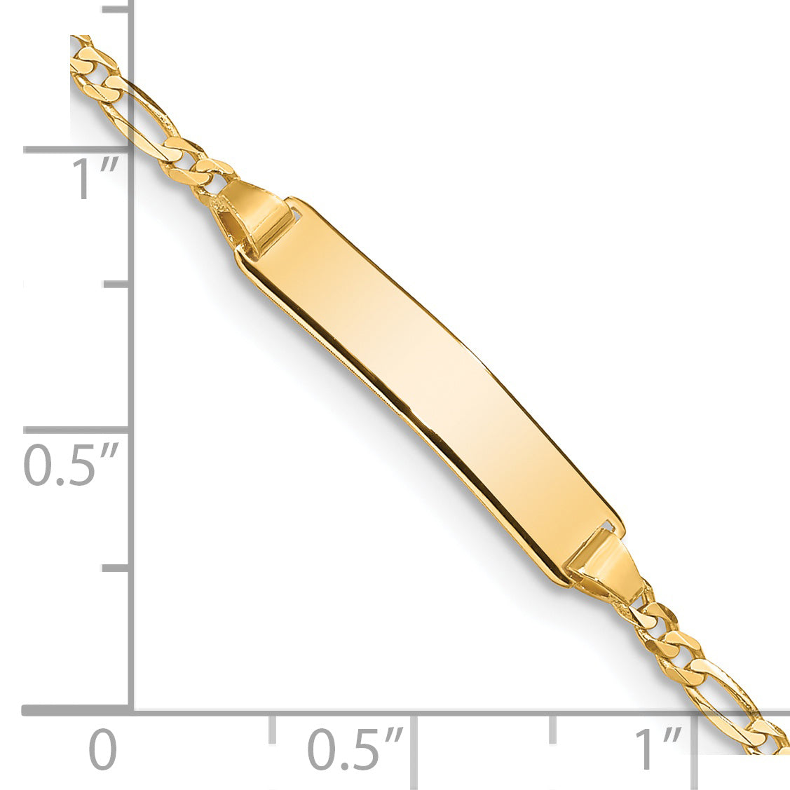 14k Polished Solid Chain/Solid Plate Figaro Link 19.5x5mm Plate 8 inch ID Bracelet