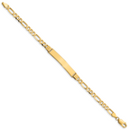 14k Polished Solid Chain/Solid Plate Figaro Link 33.5x6mm Plate 8 inch ID Bracelet