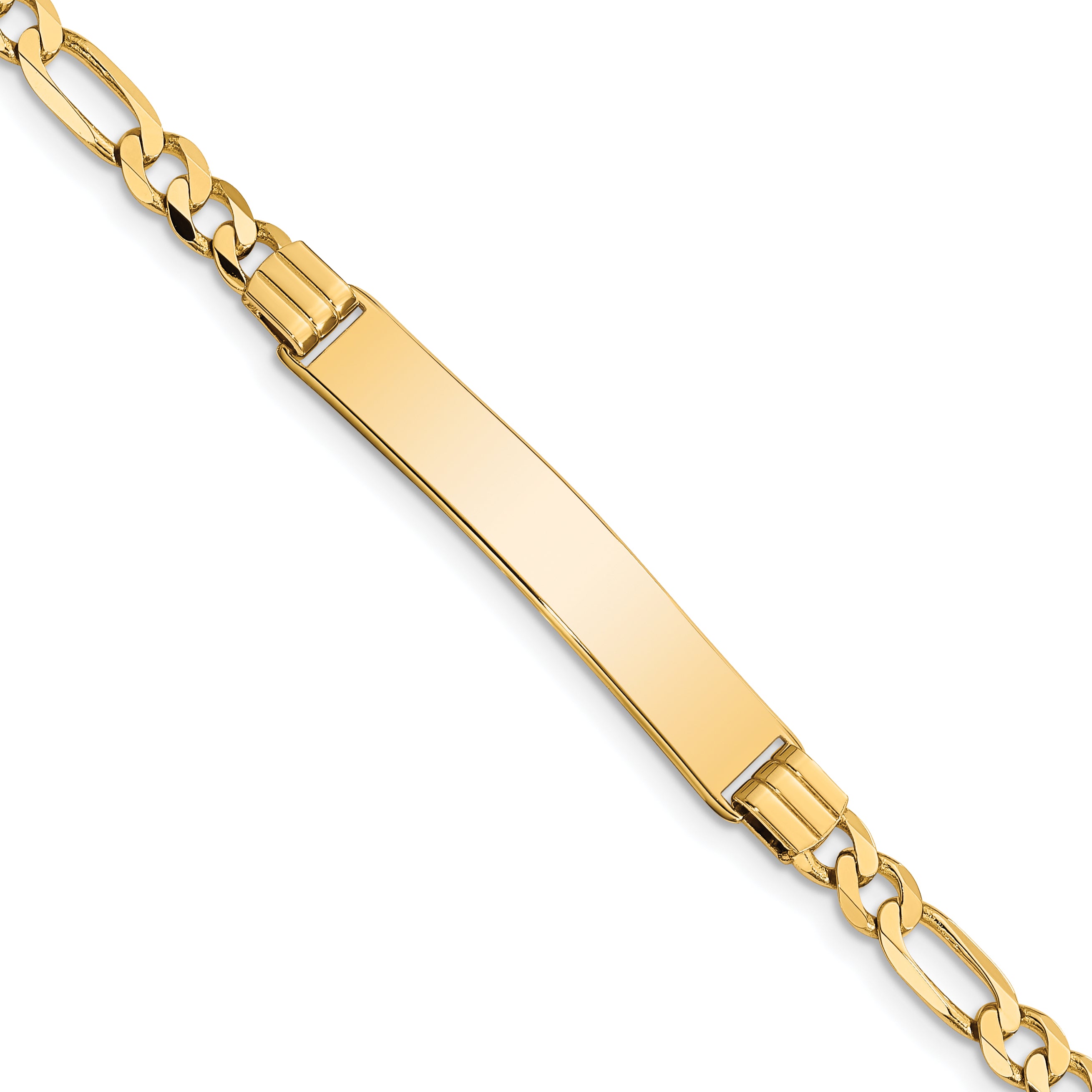 14k Polished Solid Chain/Solid Plate Figaro Link 33.5x6mm Plate 8 inch ID Bracelet Main image