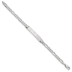 14k White Gold Polished Solid Chain/Solid Plate Figaro Link  33.5x6mm Plate 8 inch ID Bracelet